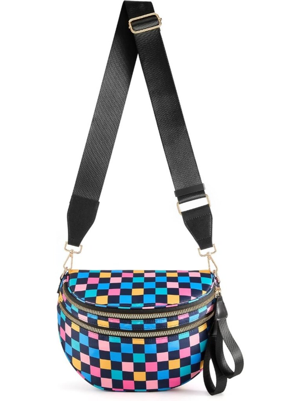 Women's Colorful Blue Nylon Spacious Bum Bag Travel Purse Crossbody Bag